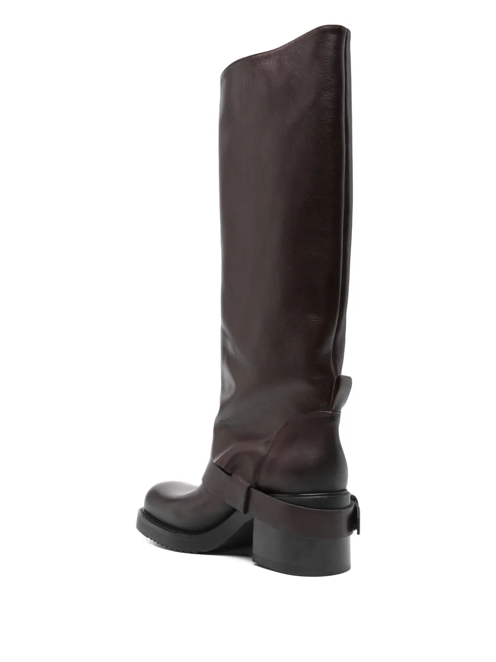 Elena Iachi 70mm buckle-strap leather boots Brown