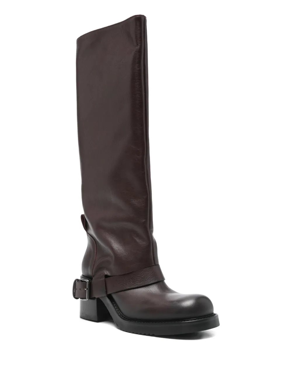 Elena Iachi 70mm buckle-strap leather boots Brown