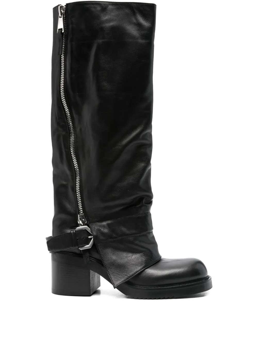 Elena Iachi 70mm leather knee-high boots Zwart