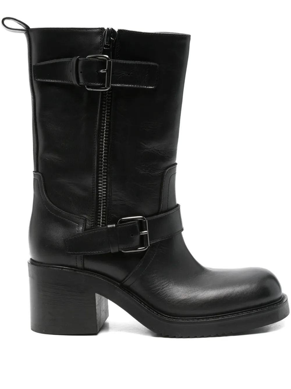 Elena Iachi leather zip boots Zwart
