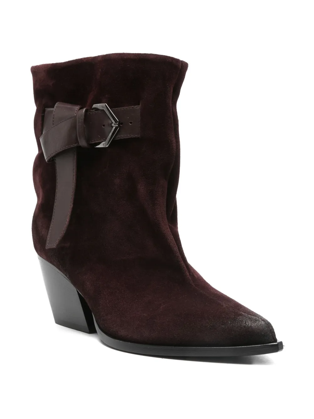 Elena Iachi 70mm buckle-detail suede Texan boots Rood