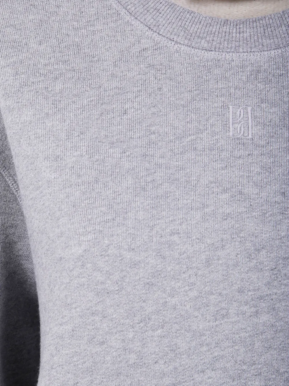 By Malene Birger Embroidered-logo Crew-neck Sweatshirt In Gray