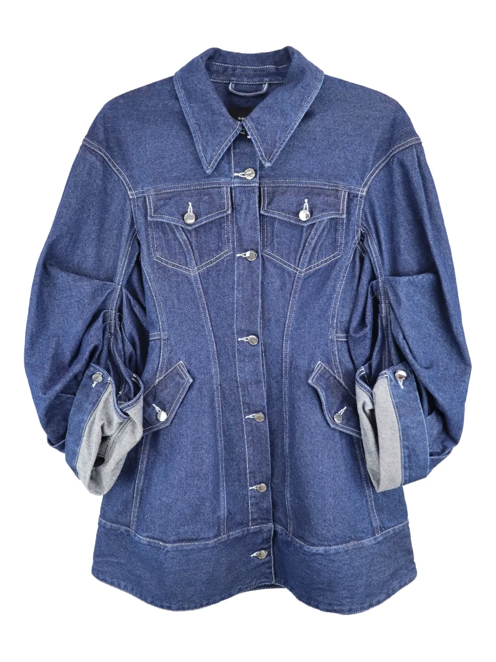 Simone Rocha puff-sleeve denim jacket | ブルー | Image 1
