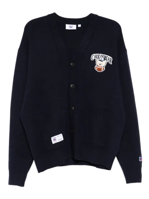 CHOCOOLATE x Russell Athletic bear-embroidered cardigan