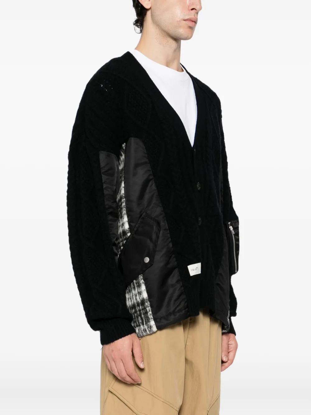 Five Cm Patchwork Cardigan In Black