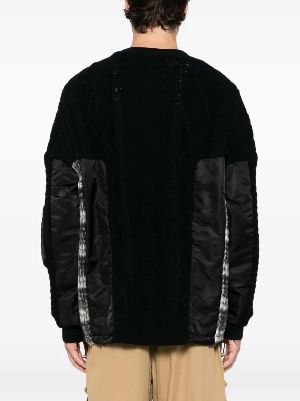 Five Cm Patchwork Cardigan In Black