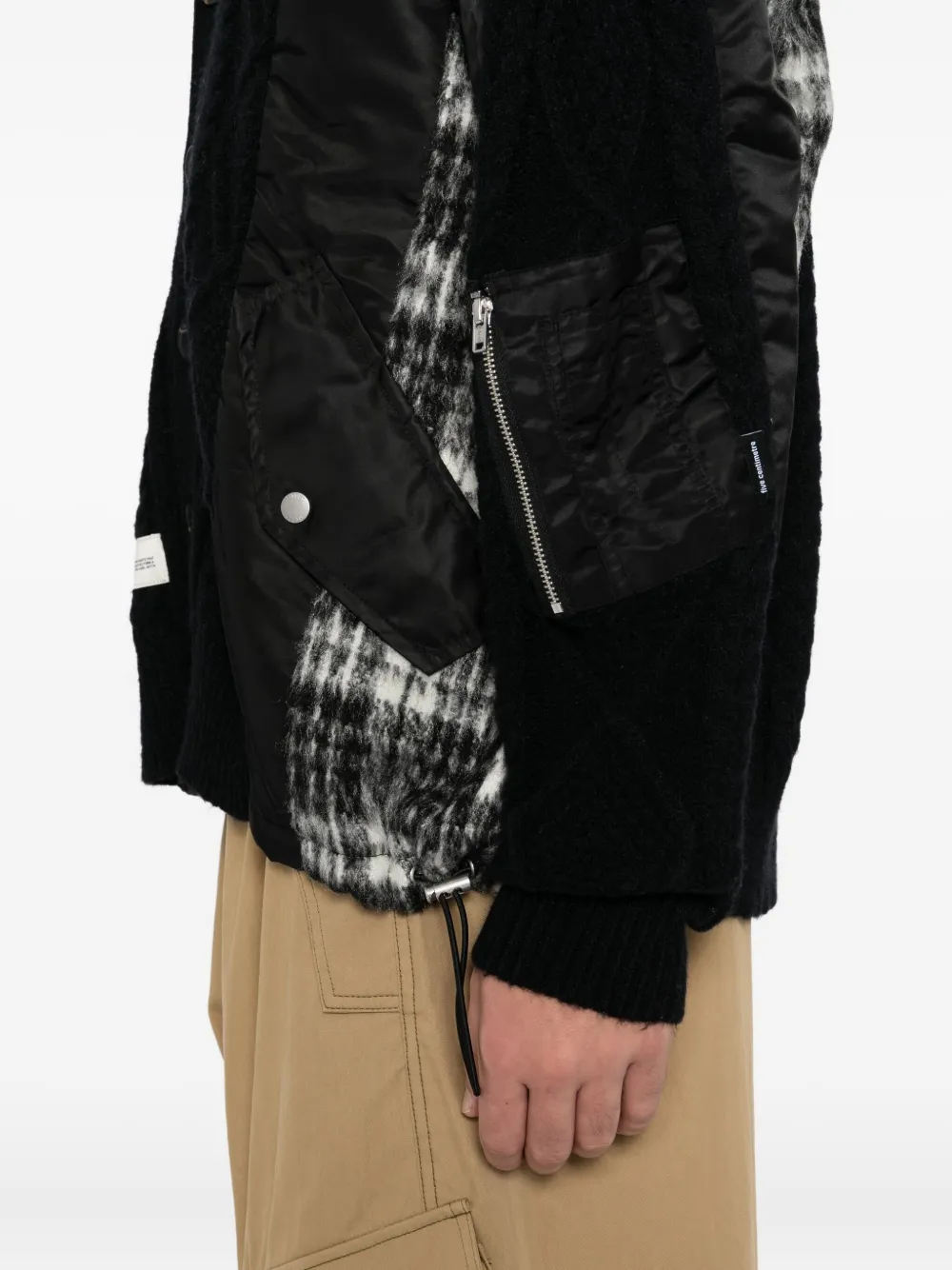 Five Cm Patchwork Cardigan In Black