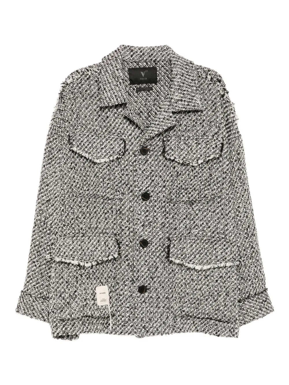 FIVE CM logo-patch shirt jacket | Black | Image 1