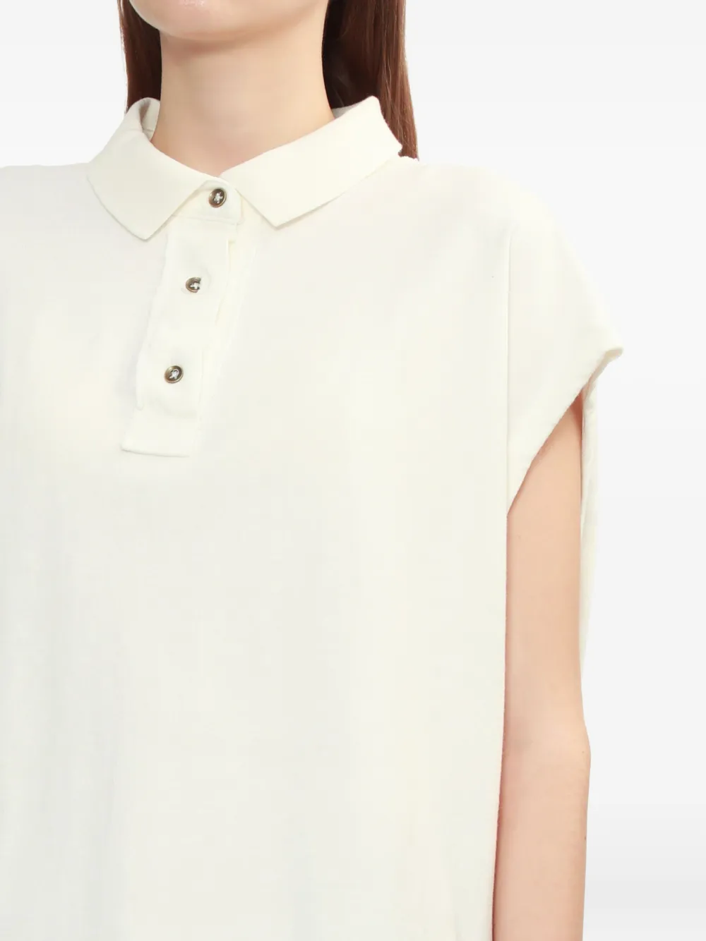 Free People Sleeveless Polo Top In White