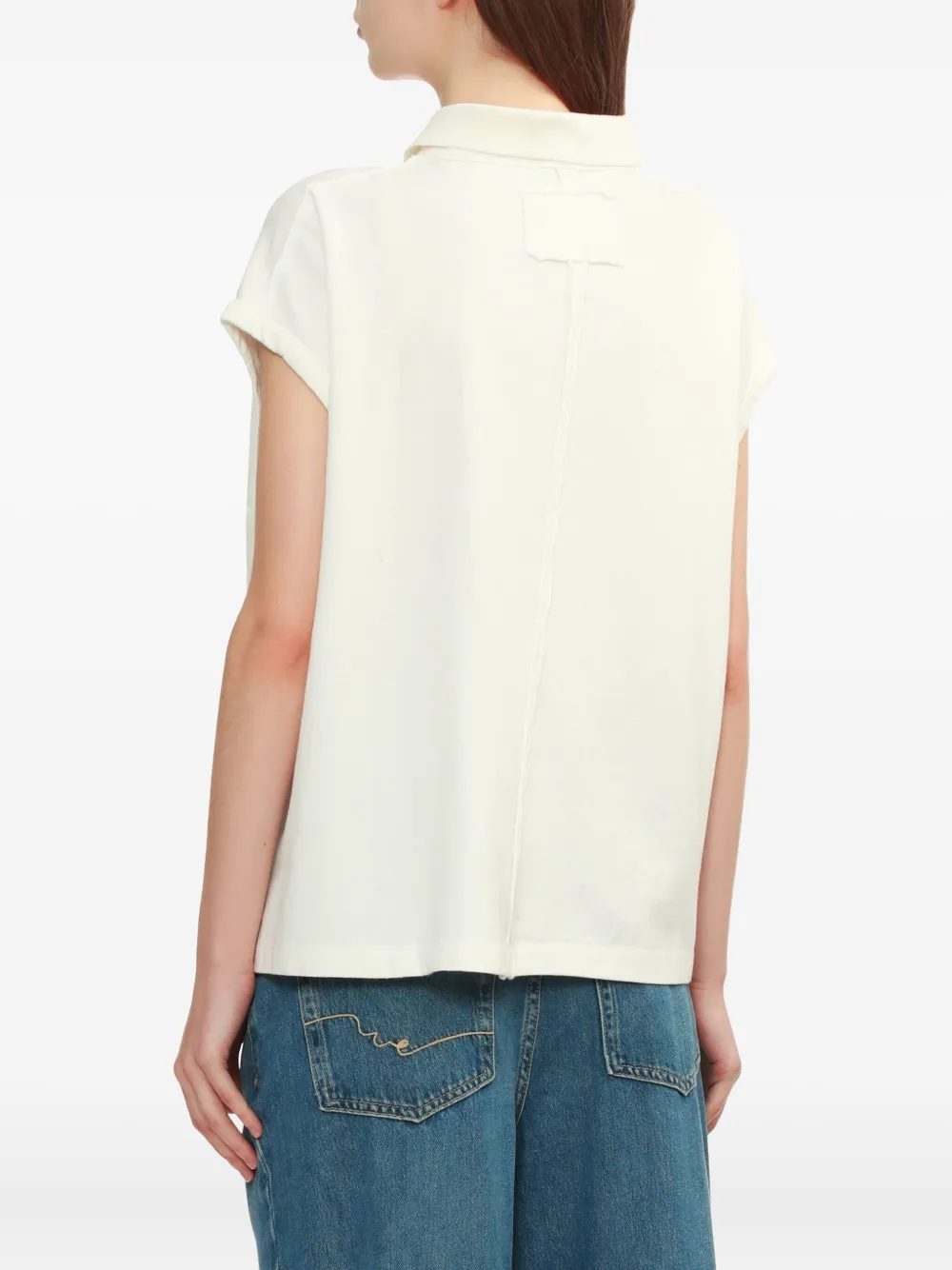 Free People Sleeveless Polo Top In White