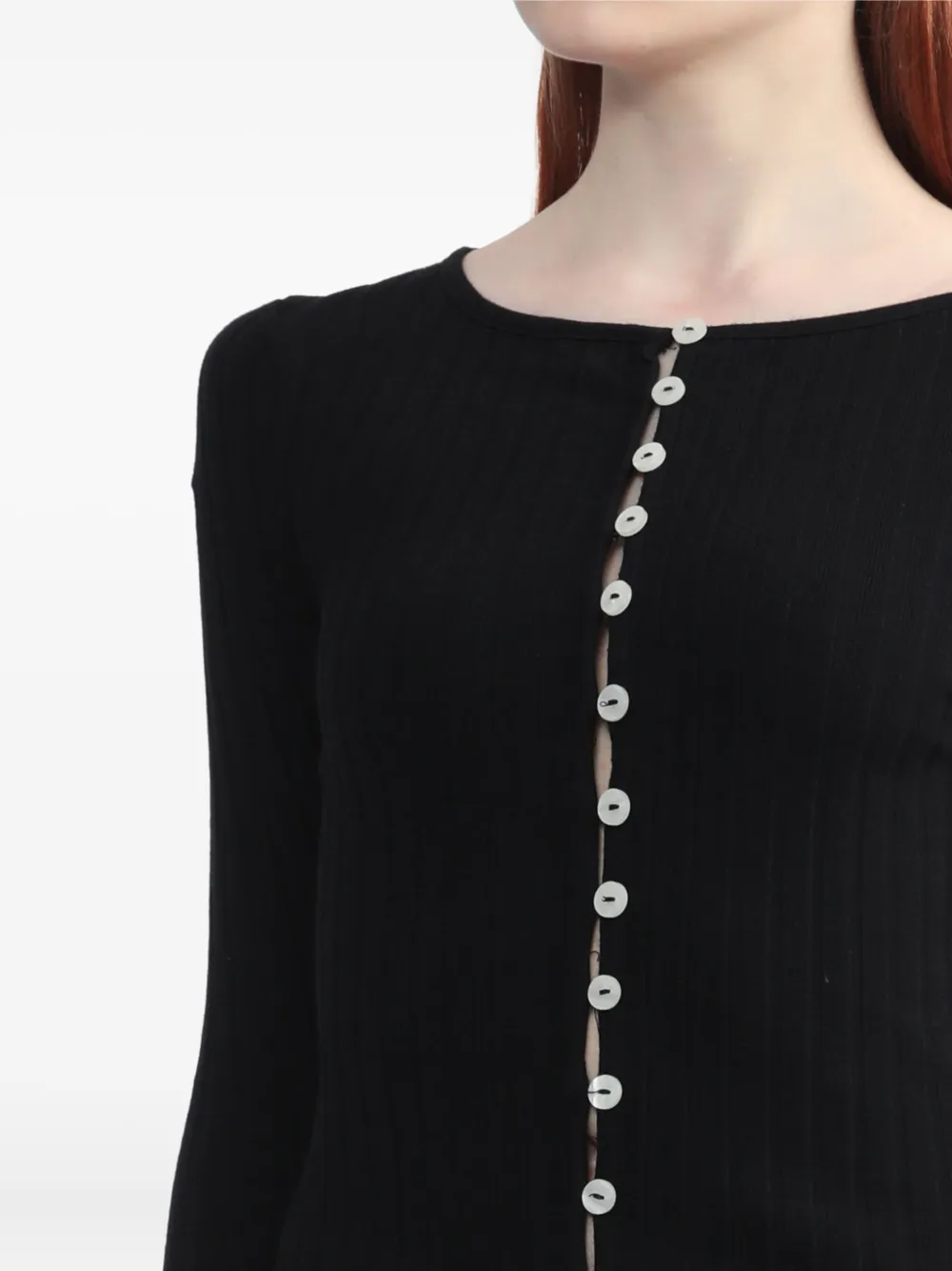 Free People Tilly Rib Long Sleeve Button-up Top In Black