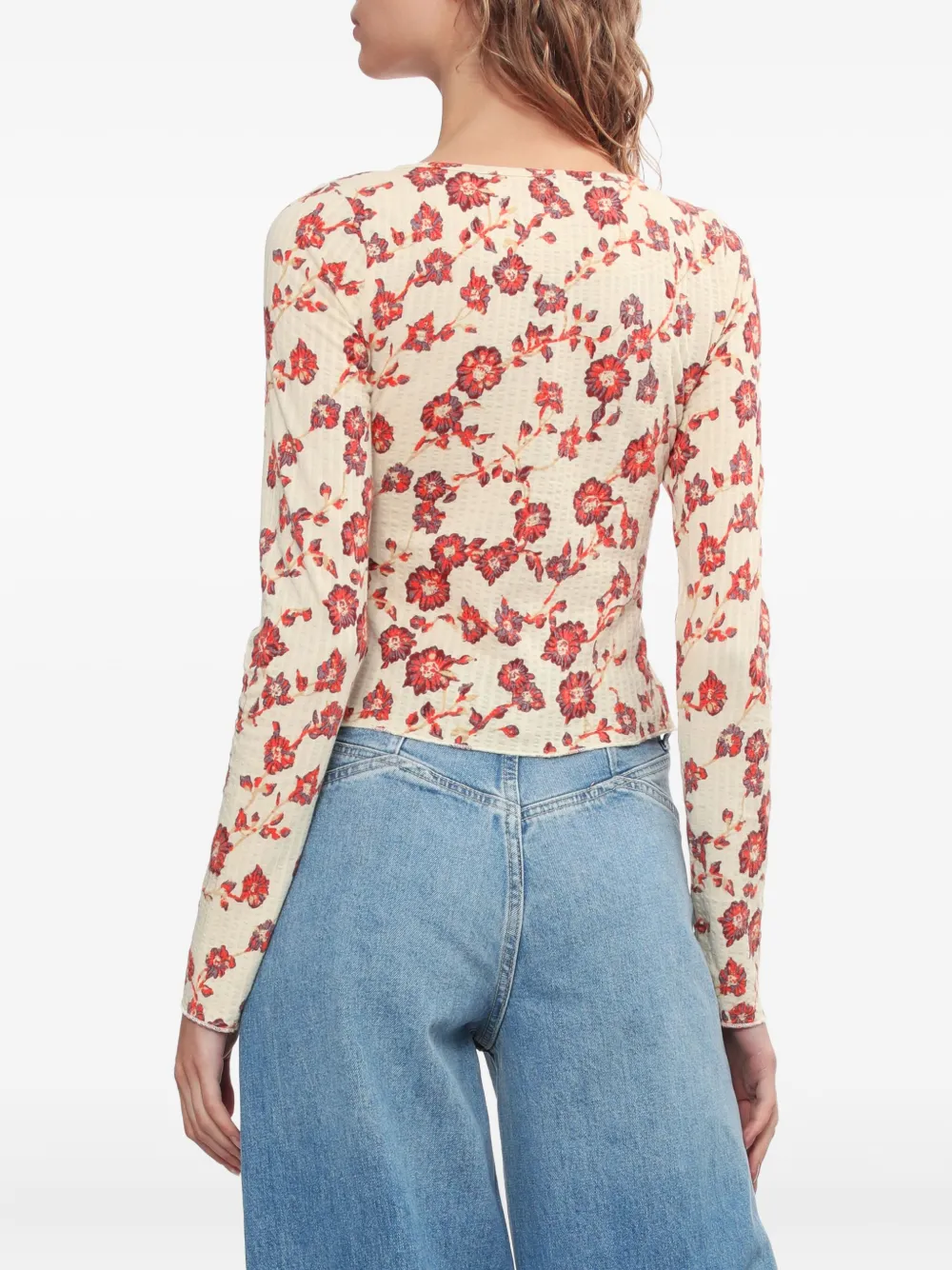 Free People Floral-print Button Top In Multi