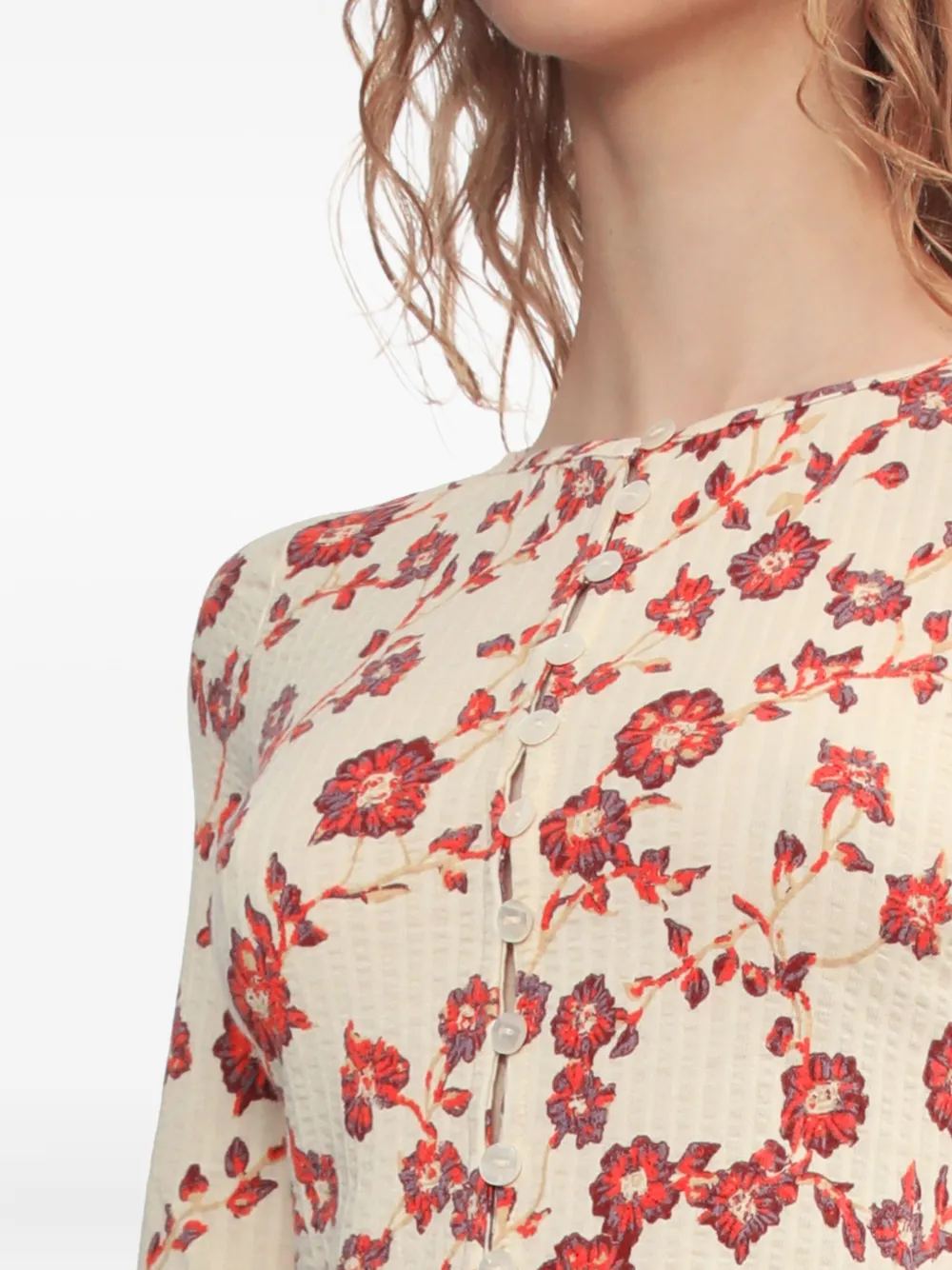 Free People Floral-print Button Top In Multi