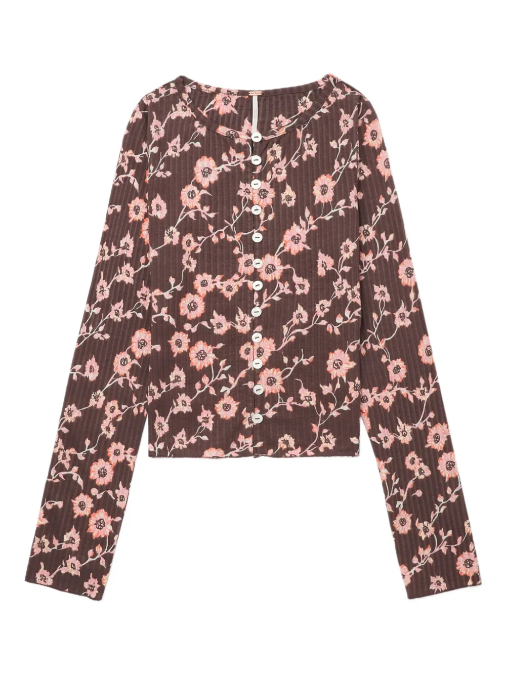 Free People Top met bloemenprint en lange mouwen - Rood
