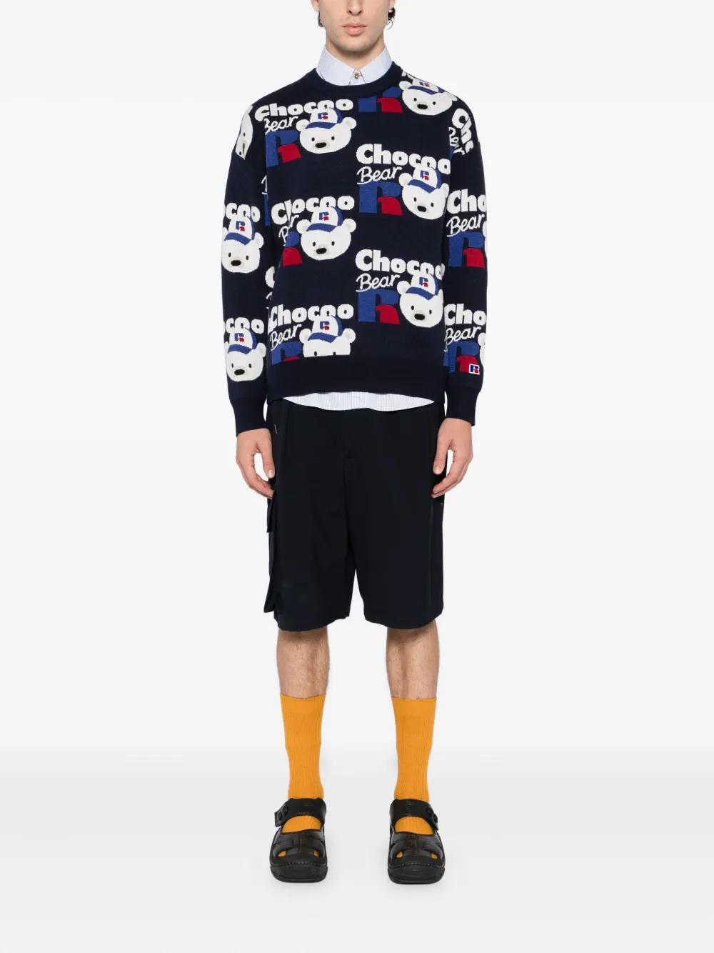Chocoolate X Russell Athletic Bear-print Jumper In Blue
