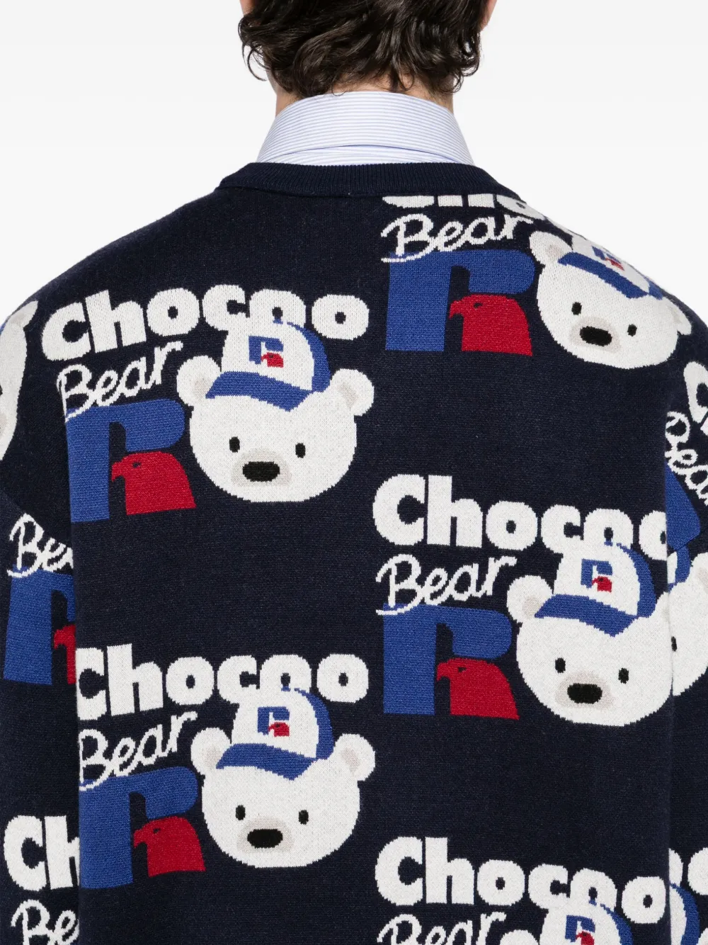 Chocoolate X Russell Athletic Bear-print Jumper In Blue