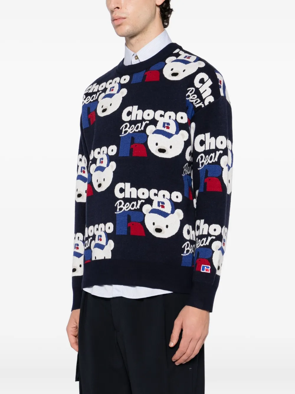 Chocoolate X Russell Athletic Bear-print Jumper In Blue