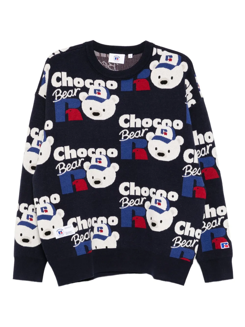 Chocoolate X Russell Athletic Bear-print Jumper In Blue