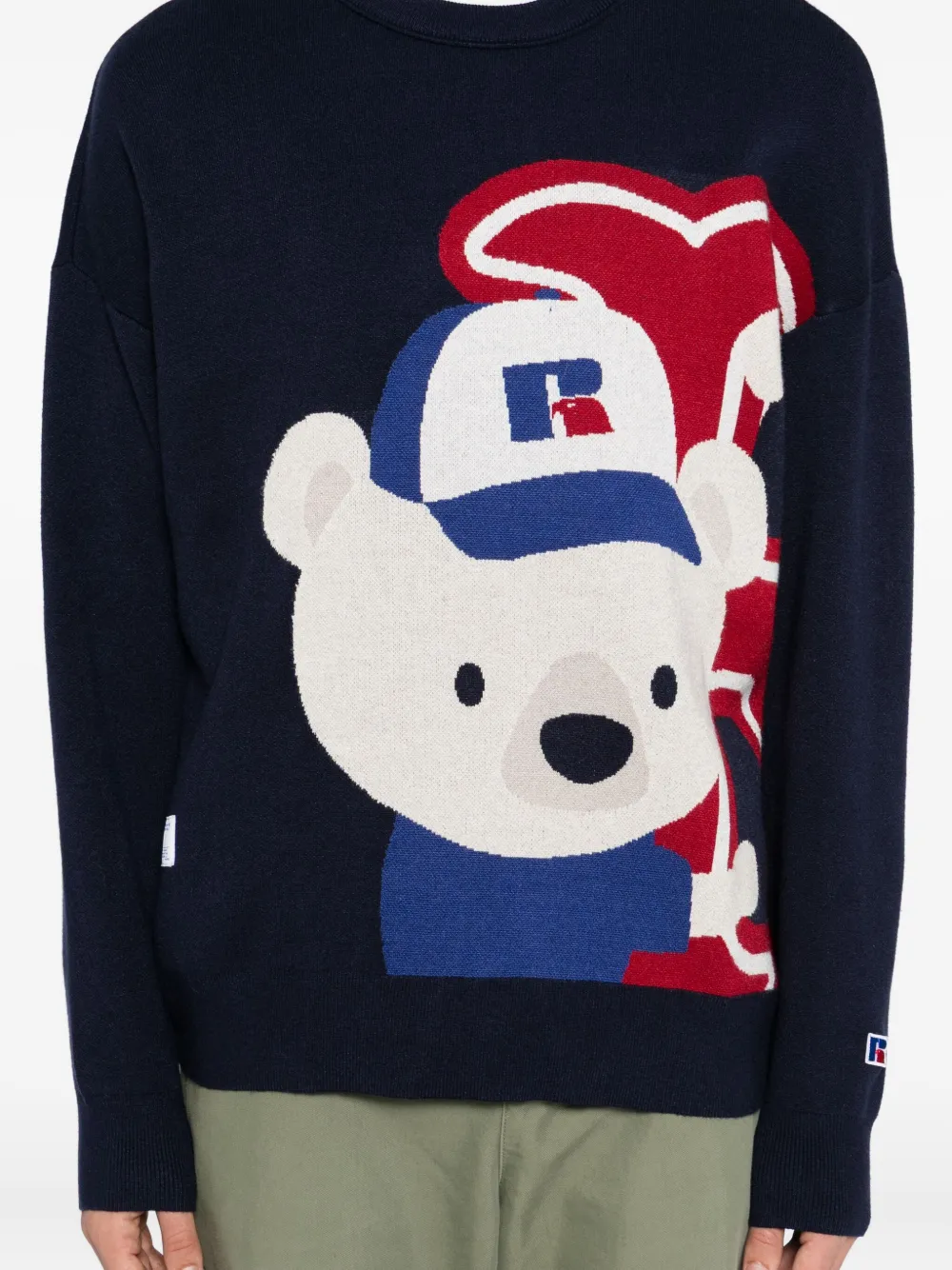 Chocoolate X Russell Athletic Bear-print Jumper In Blue