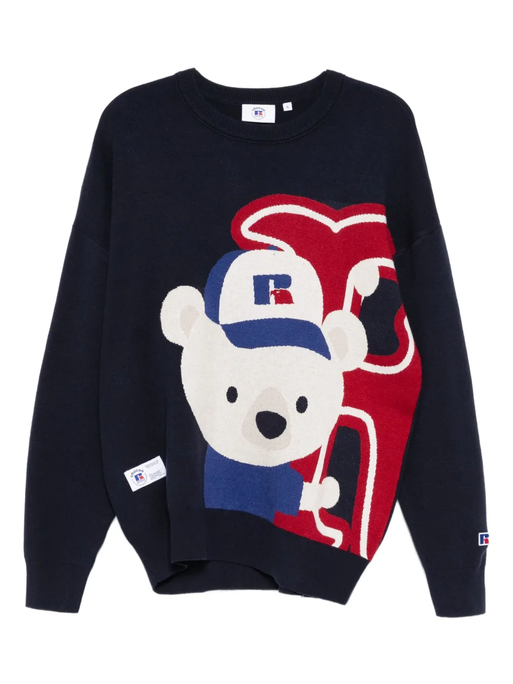 Chocoolate X Russell Athletic Bear-print Jumper In Blue