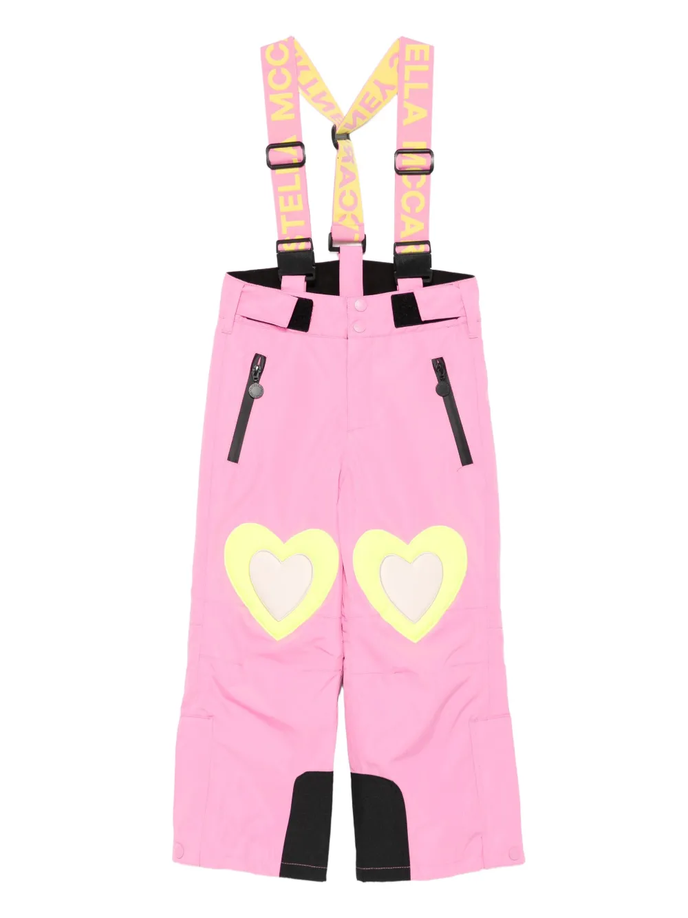Stella McCartney Kids heart-detail suspender ski pants | Pink | Image 1