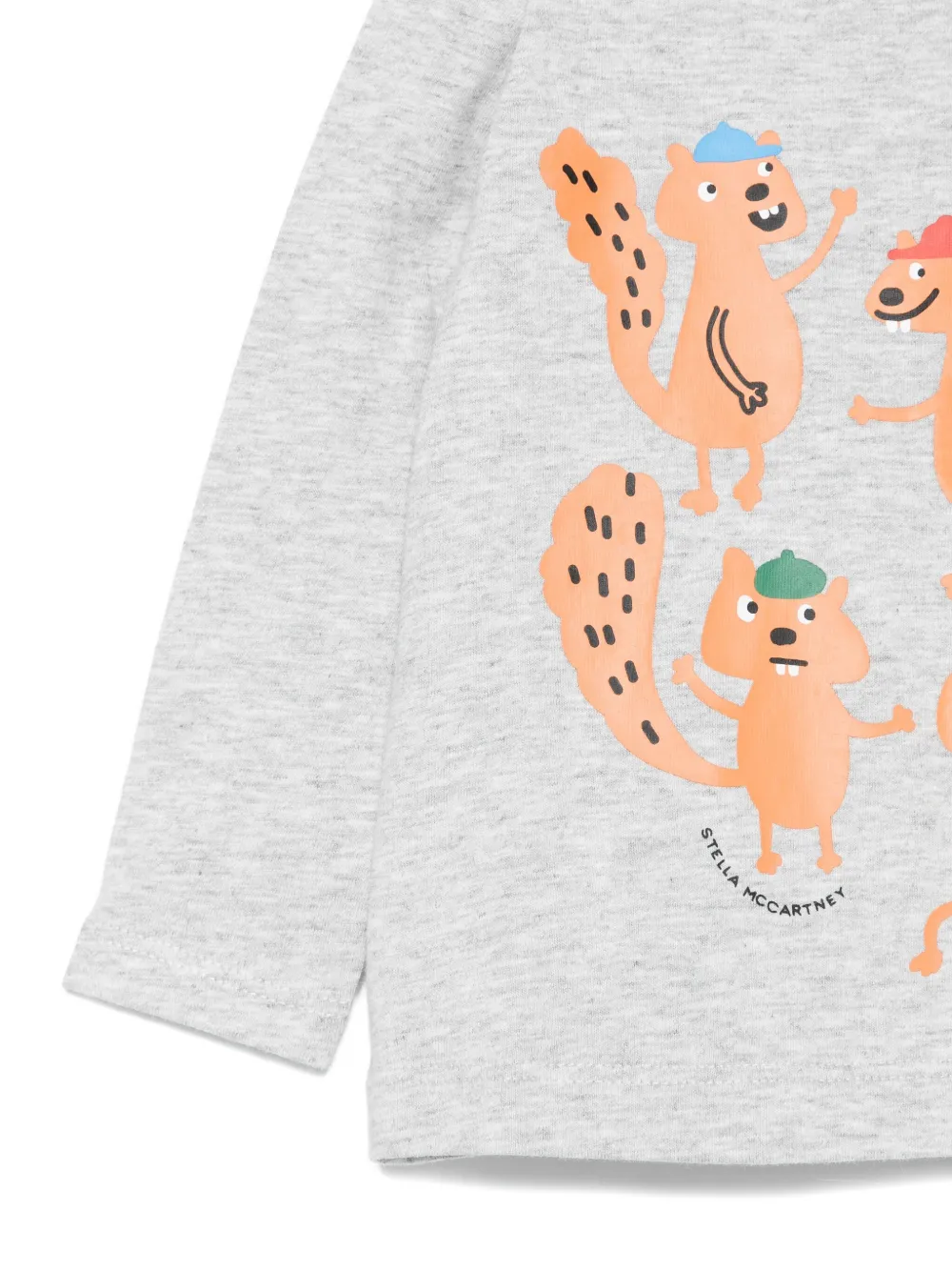 Stella Mccartney Squirrel-print Long-sleeve T-shirt In Gray