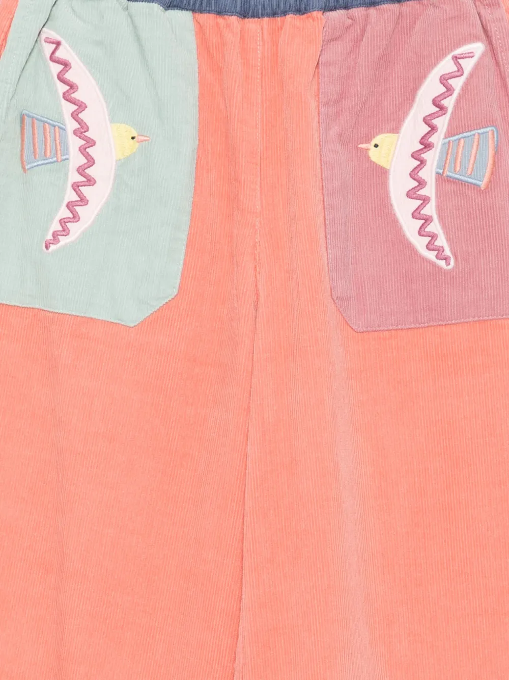 Stella Mccartney Bird-embroidered Corduroy Trousers In Pink