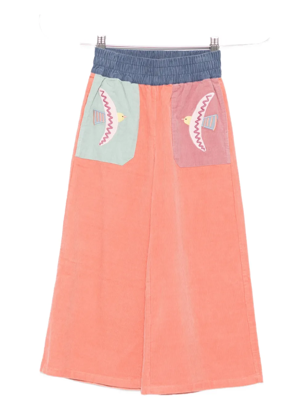 Stella Mccartney Bird-embroidered Corduroy Trousers In Pink