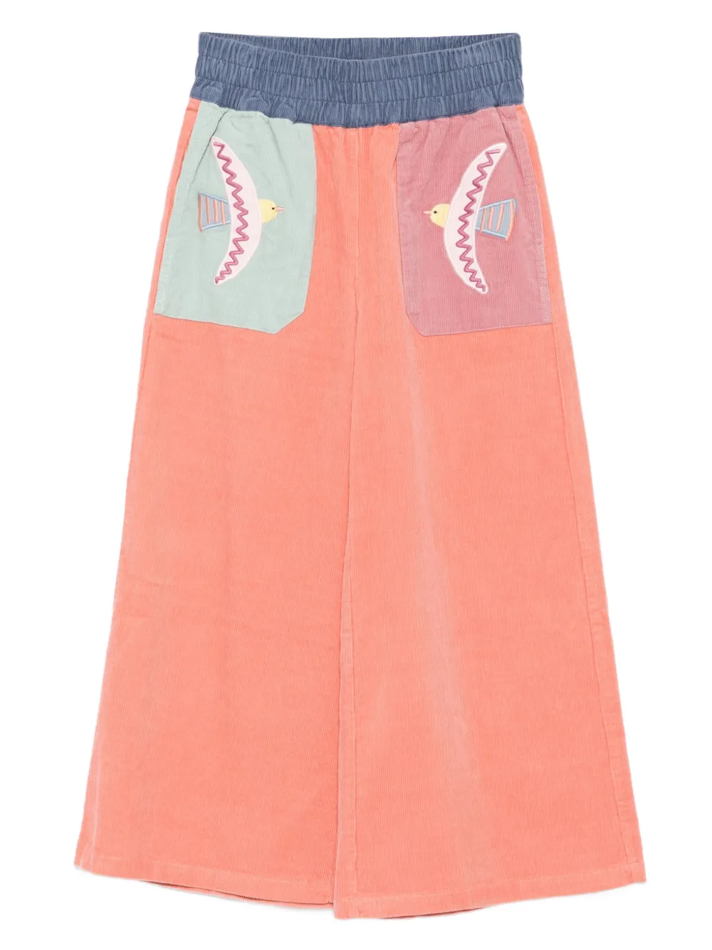 Stella McCartney Kids bird-embroidered corduroy trousers | Orange | Image 1