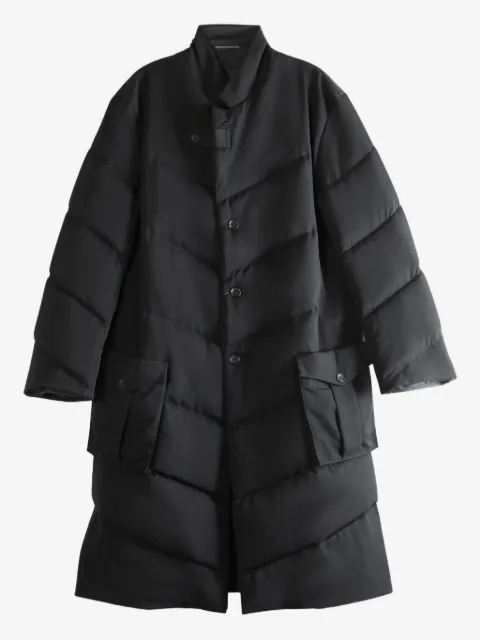 Yohji Yamamoto quilted diagonal-seam coat