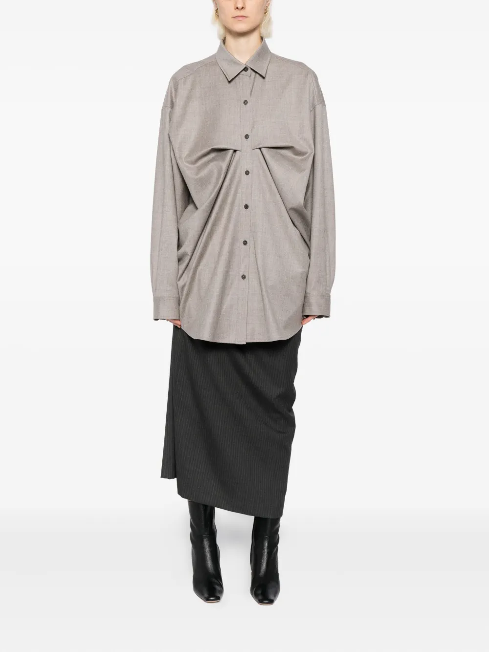 Moohong Geplooide Blouse - Bruin