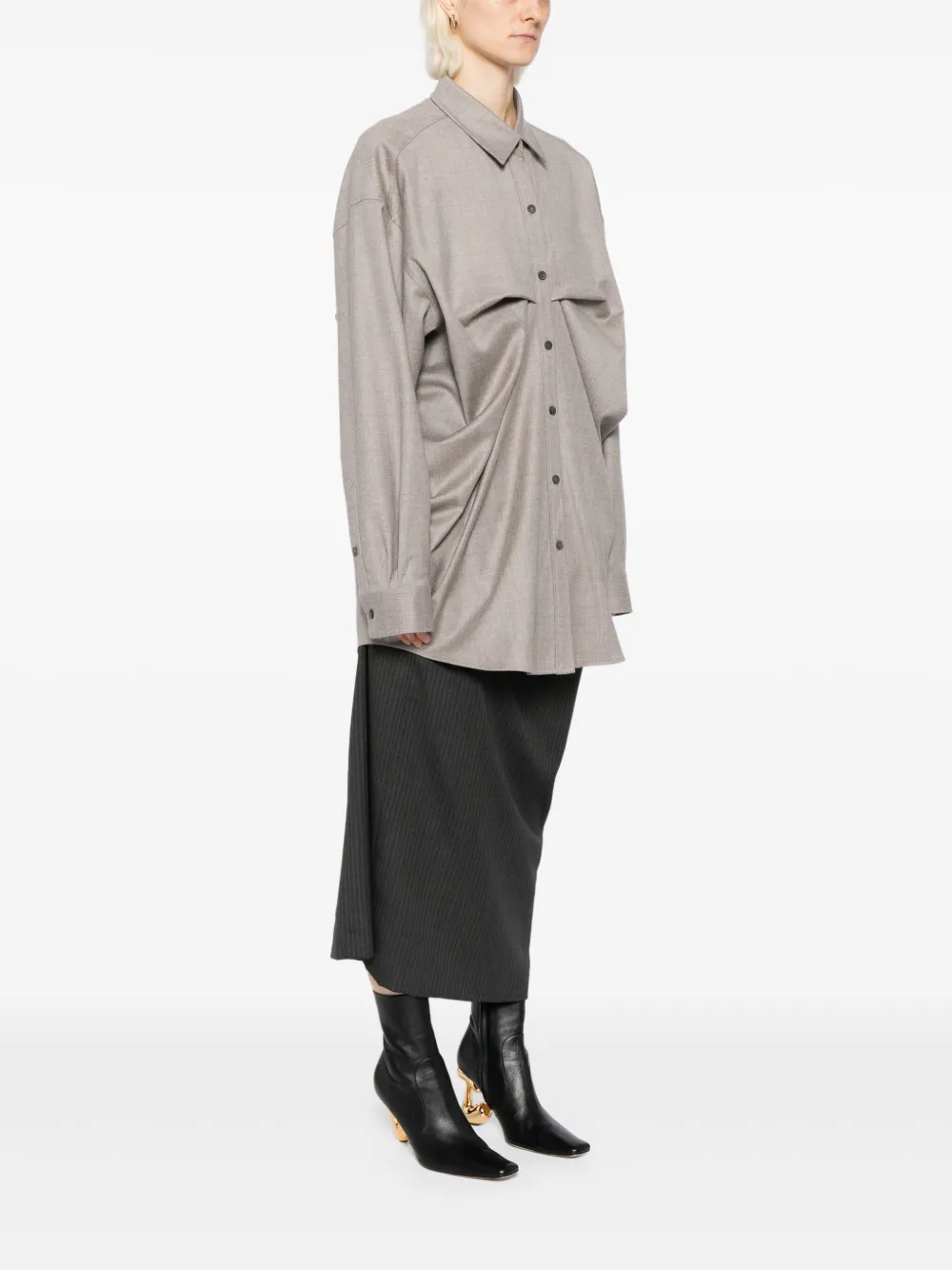 Moohong Pleated Shirt In Gray