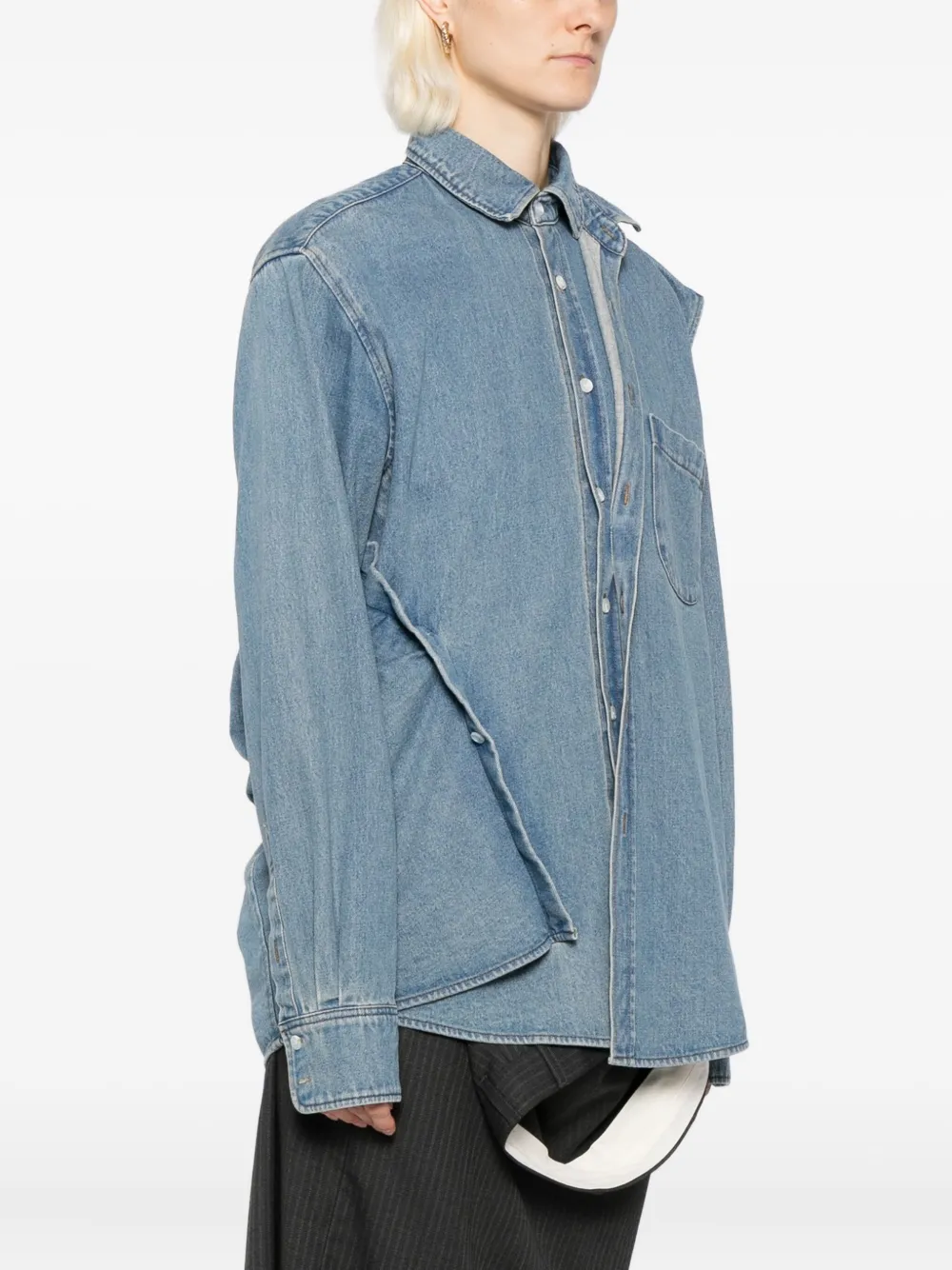 Moohong Double-layered Denim Shirt In Blue