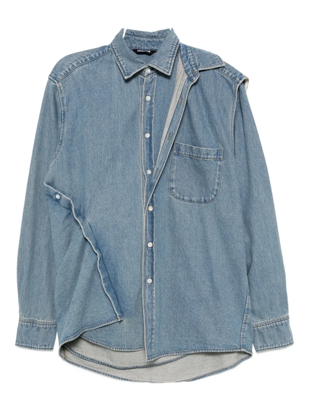 Moohong Double-layered Denim Shirt In Blue