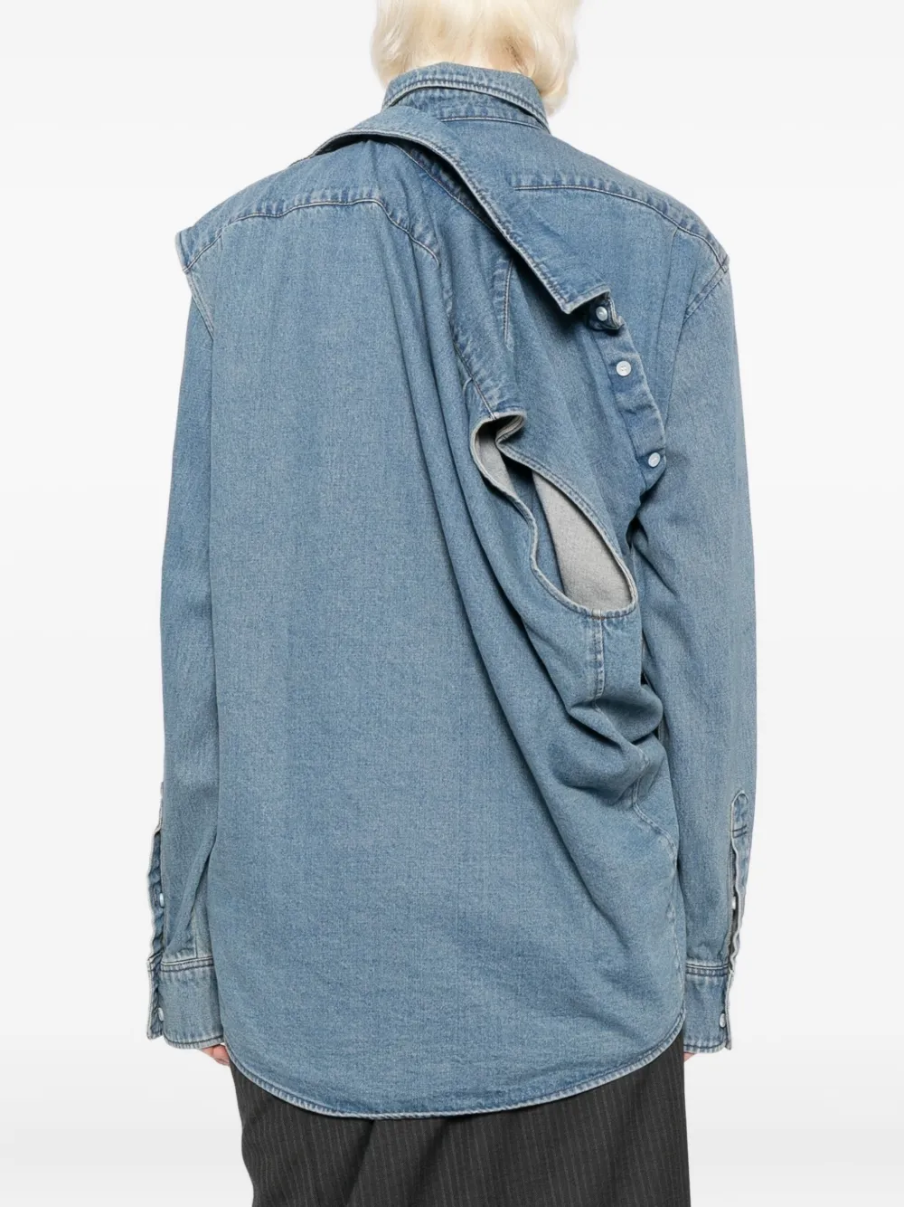 Moohong Double-layered Denim Shirt In Blue