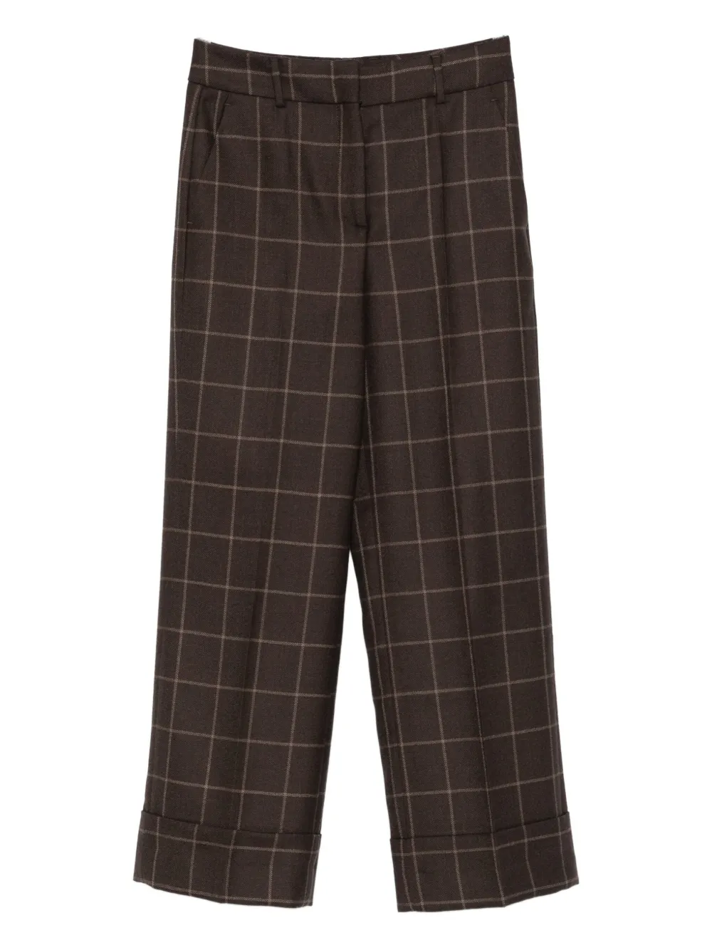 Incotex Check-print Trousers In Brown