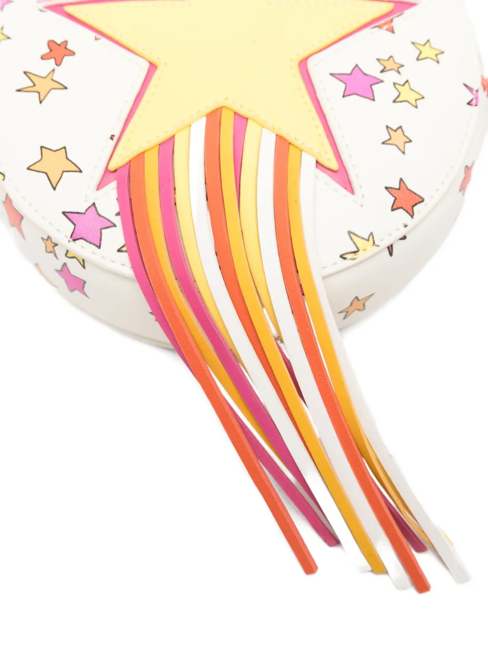 Stella Mccartney Star-print Tassel-detail Shoulder Bag In White