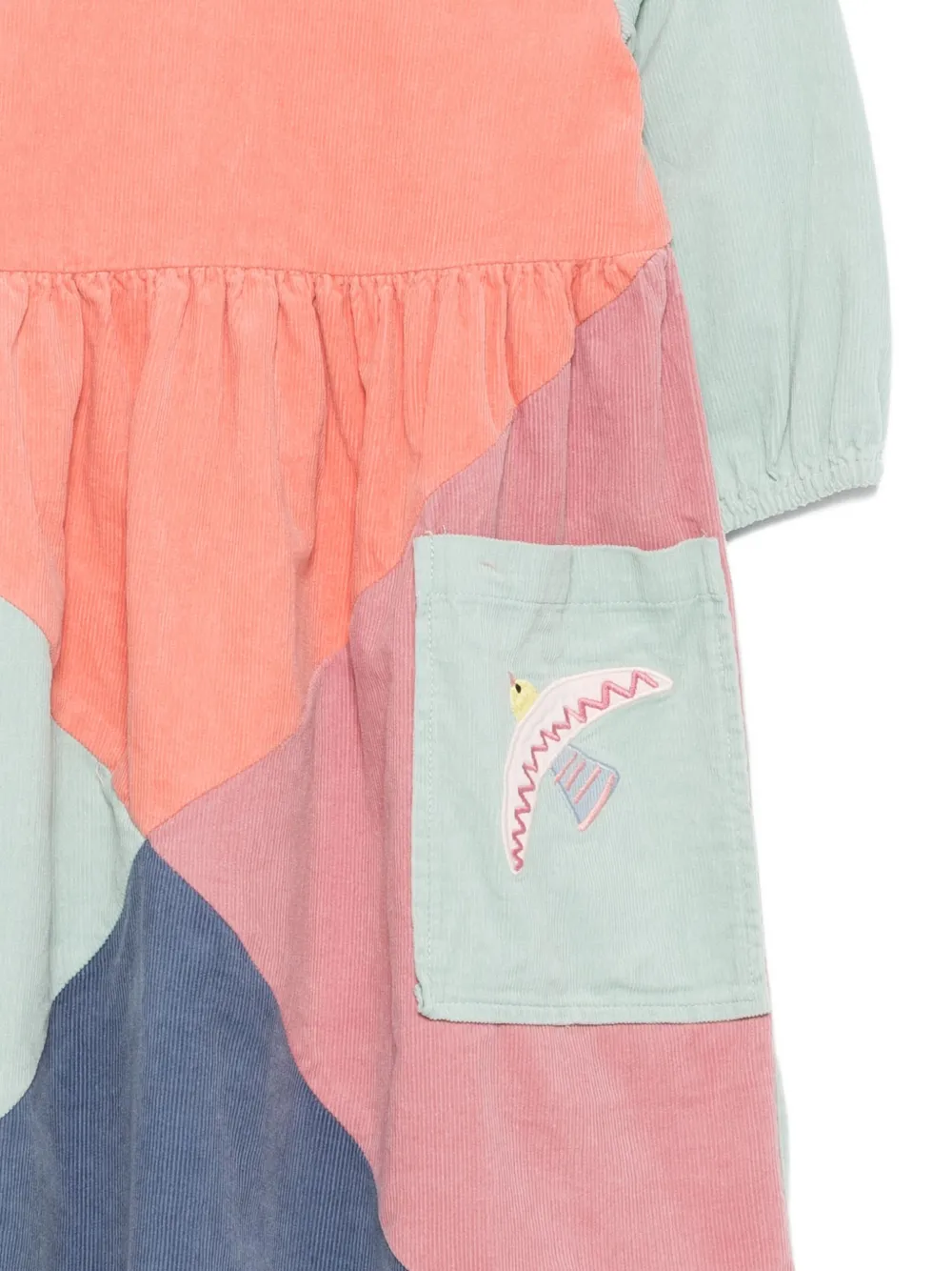 Stella Mccartney Colour-block Embroidered-pockets Casual Dress In Orange