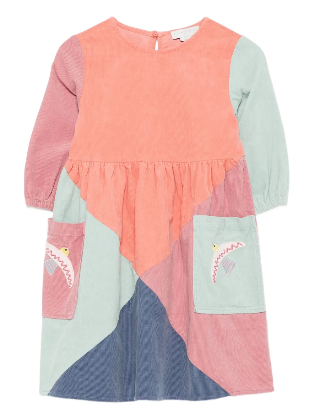 Stella McCartney Kids colour-block embroidered-pockets casual dress - Arancione
