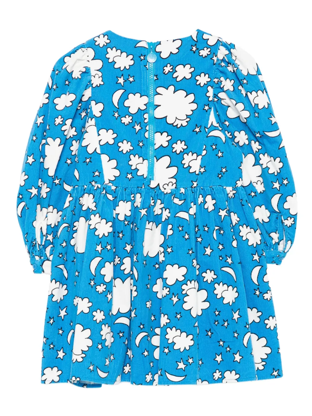 Stella McCartney Kids Ribfluwelen jurk met print Blauw