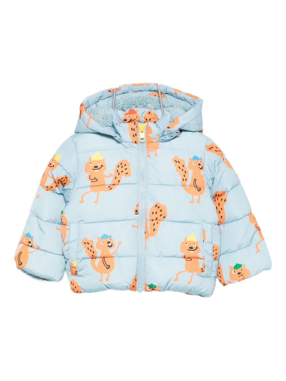 Stella Mccartney Squirrel-print Puffer Jacket In Blue