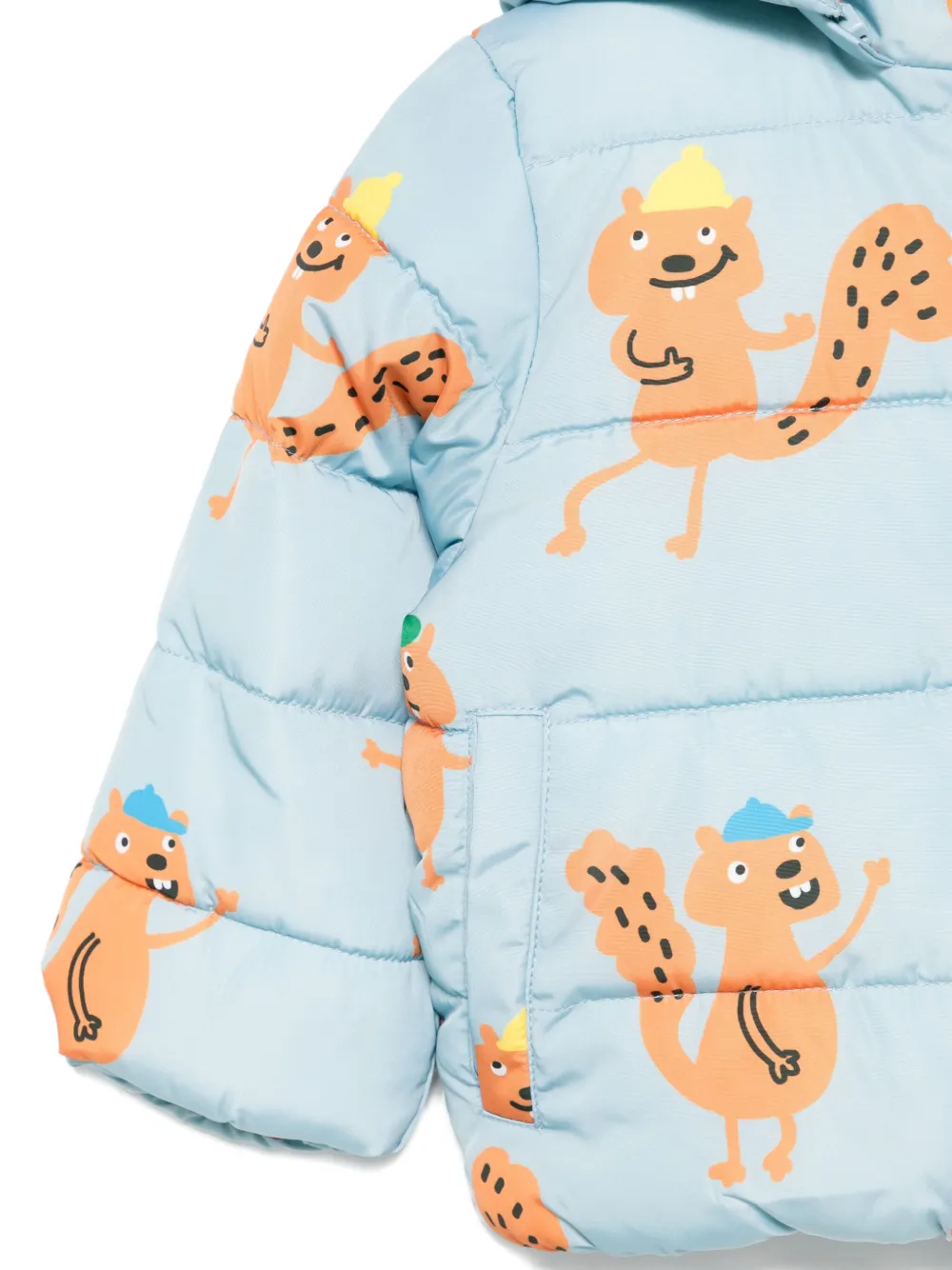Stella Mccartney Squirrel-print Puffer Jacket In Blue