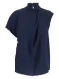 Tela high-neck draped blouse - Blue