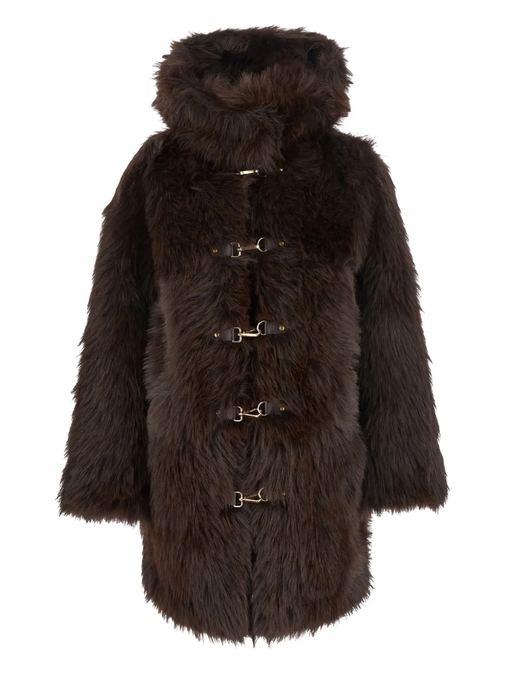 Urbancode Long-sleeve Toggle-fastening Coat In Brown