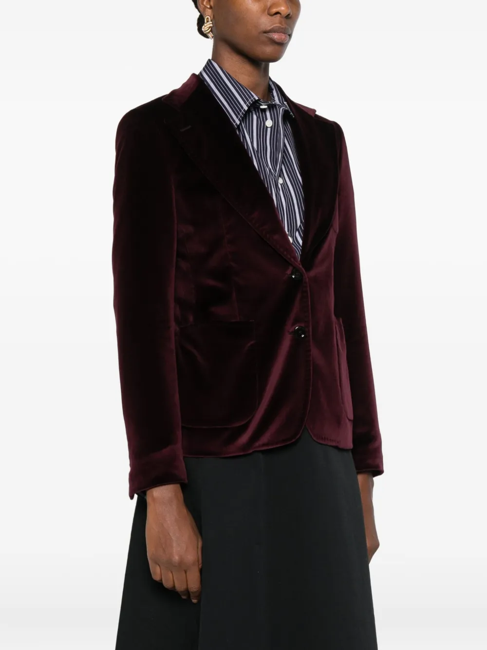Tagliatore Patch-pocket Velvet Blazer In Brown