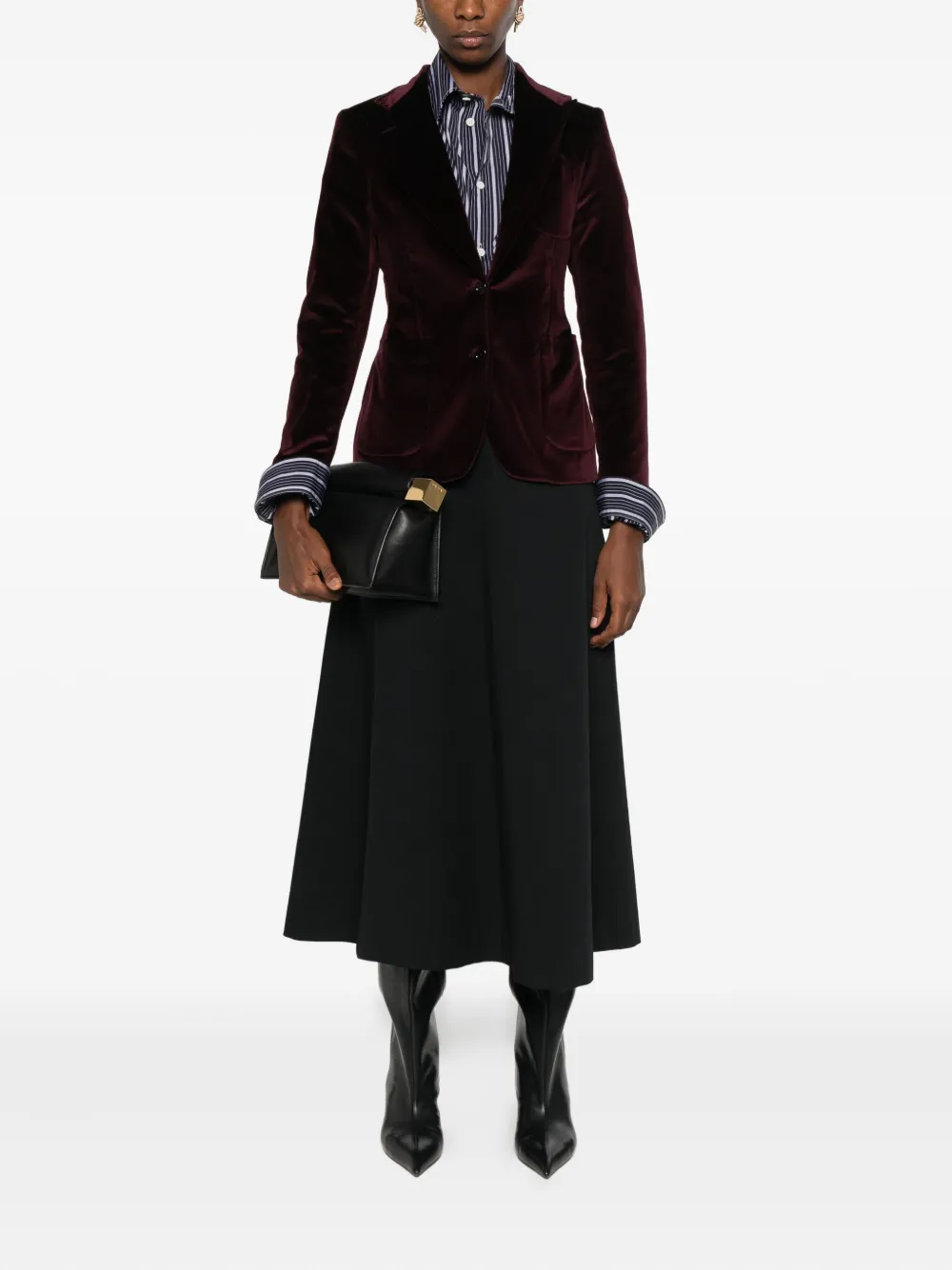 Tagliatore Patch-pocket Velvet Blazer In Brown