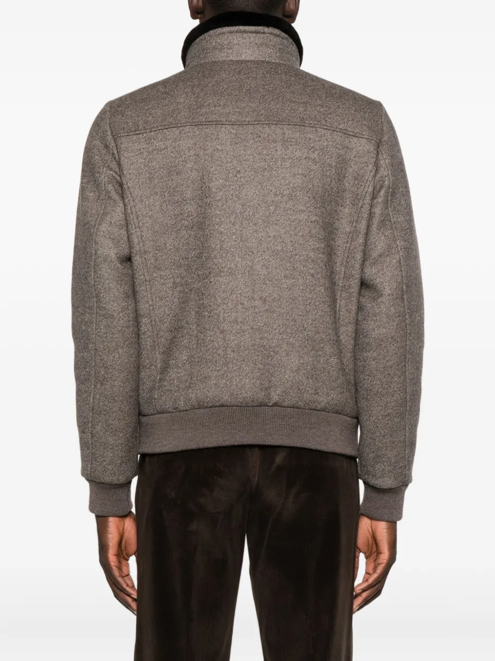 Moorer Shearling-collar Zip-front Jacket In Brown
