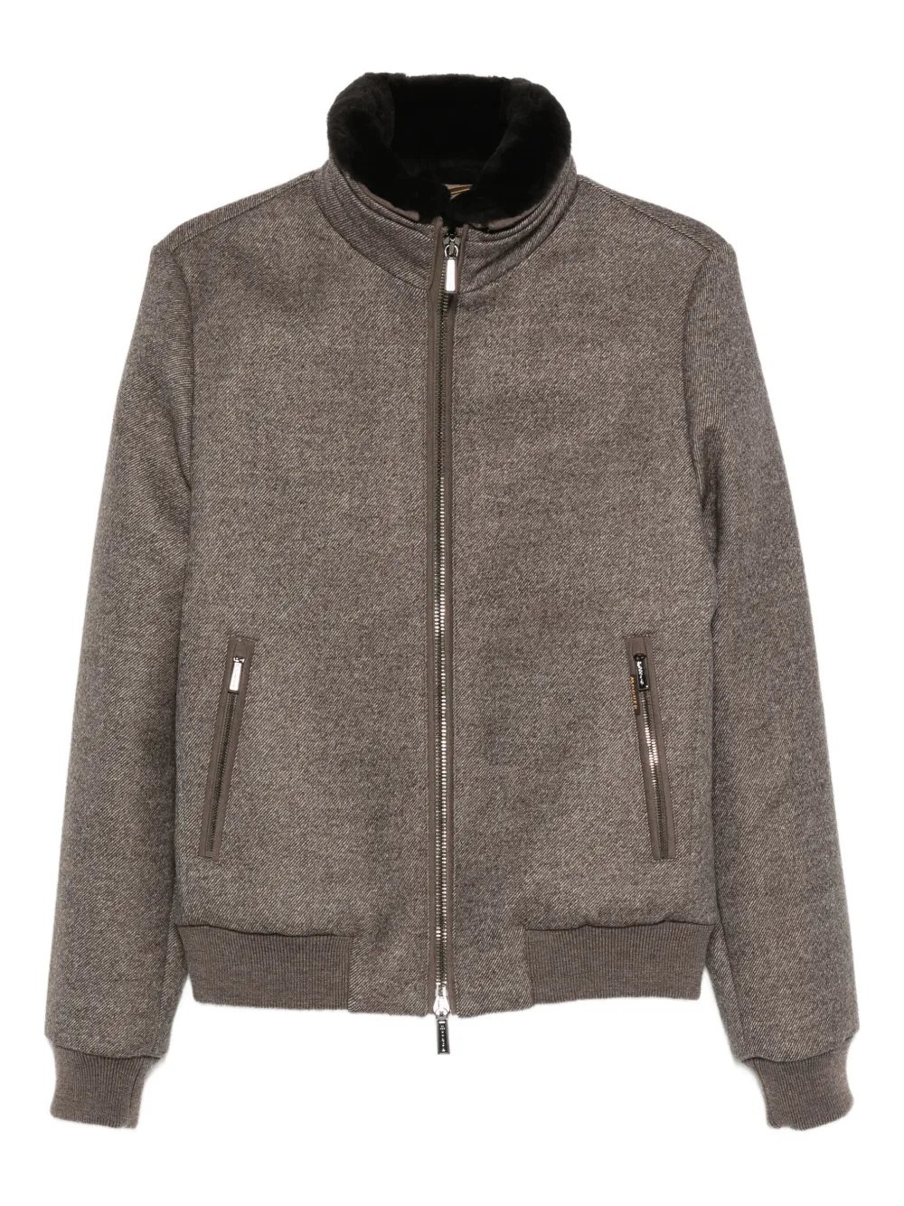 Moorer shearling-collar zip-front jacket - ブラウン Moorer shearling-collar zip-front jacket - ブラウン