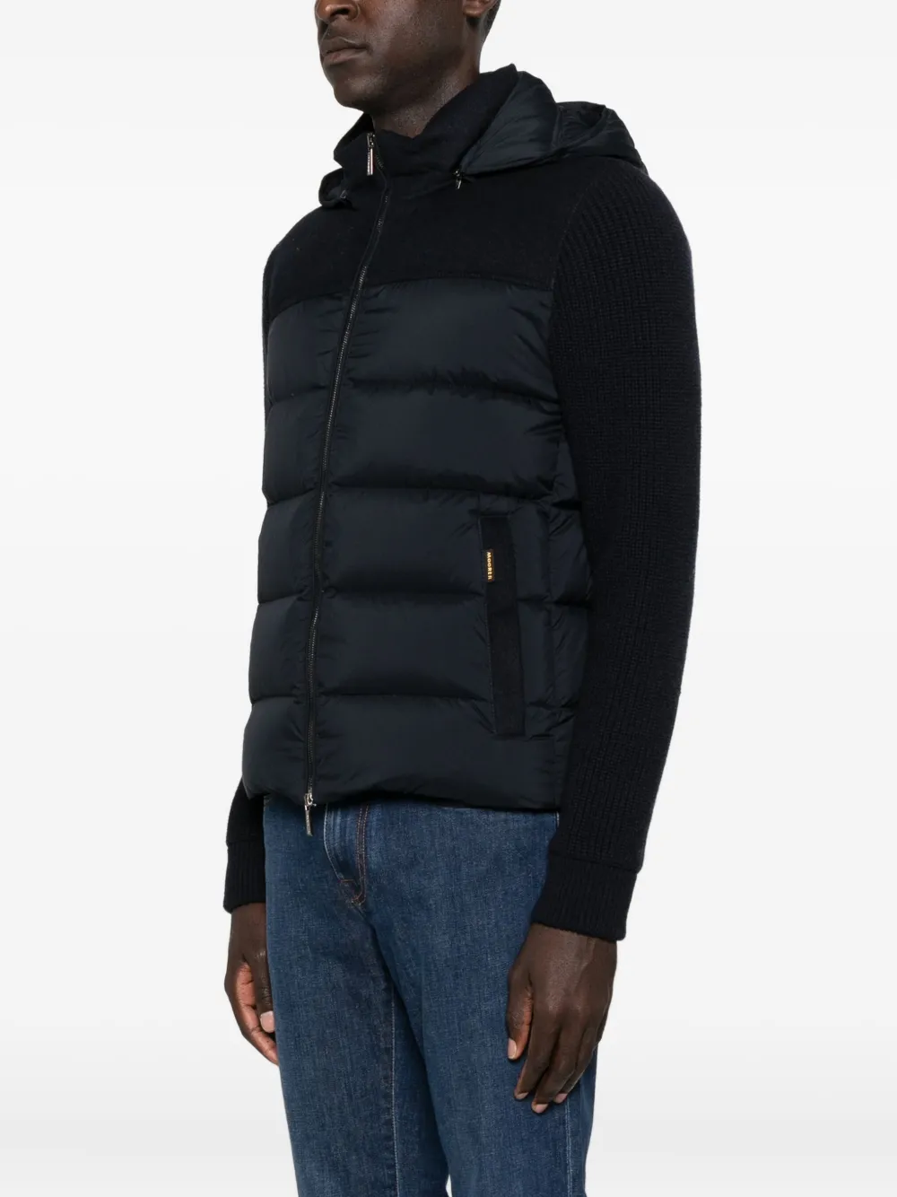 Moorer Zipped Padded Jacket In Blue