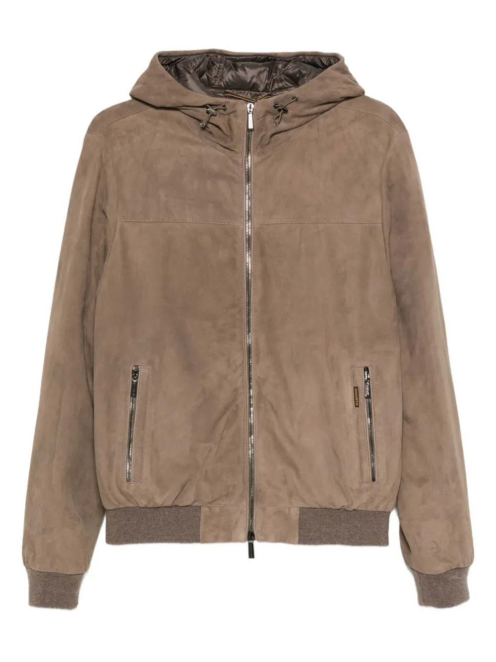 Moorer suede hooded bomber jacket - ブラウン Moorer suede hooded bomber jacket - ブラウン